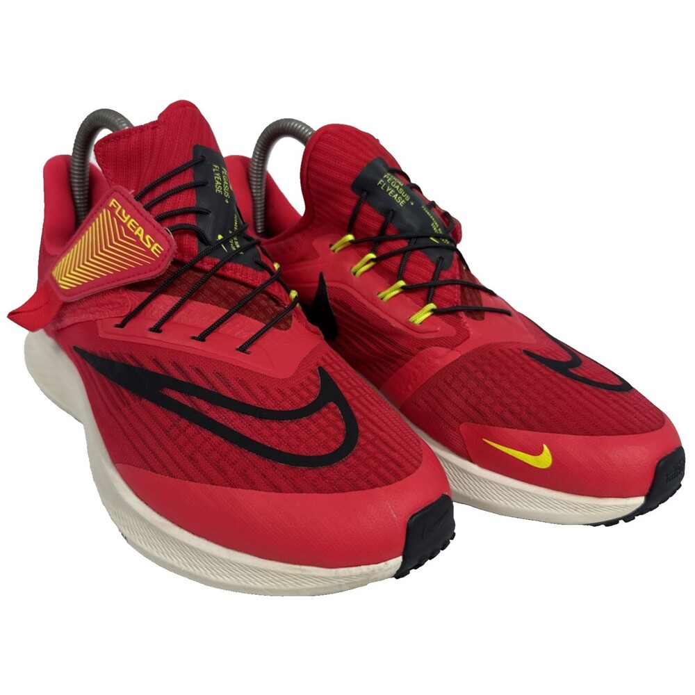 Nike Air Zoom Pegasus 38 FlyEase Red/Black/Volt Mens Sz 7 Strap Closure